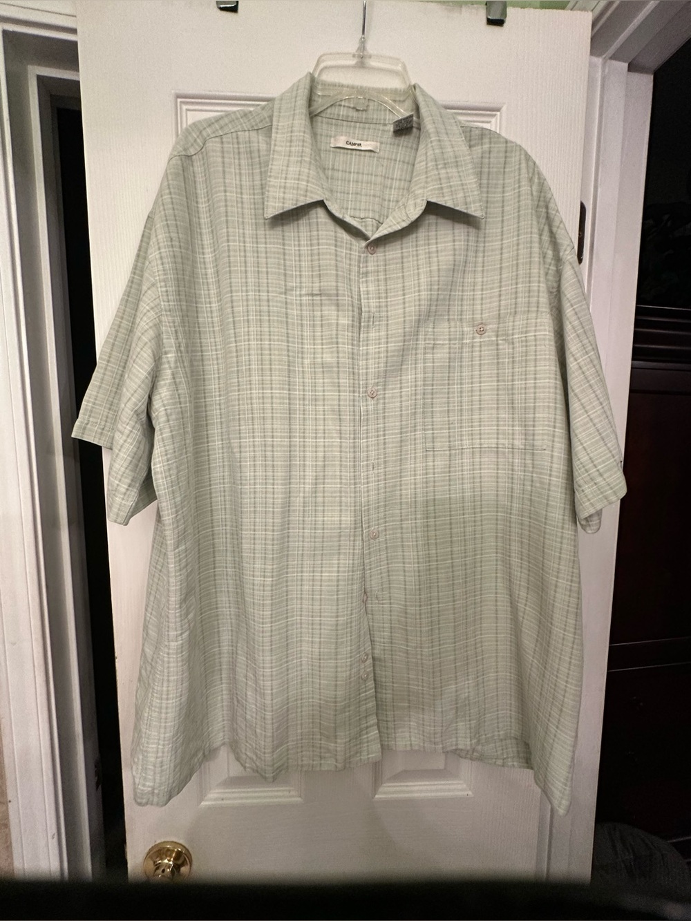 Campia Moda Light Green Plaid Short-Sleeve Button-Down Shirt